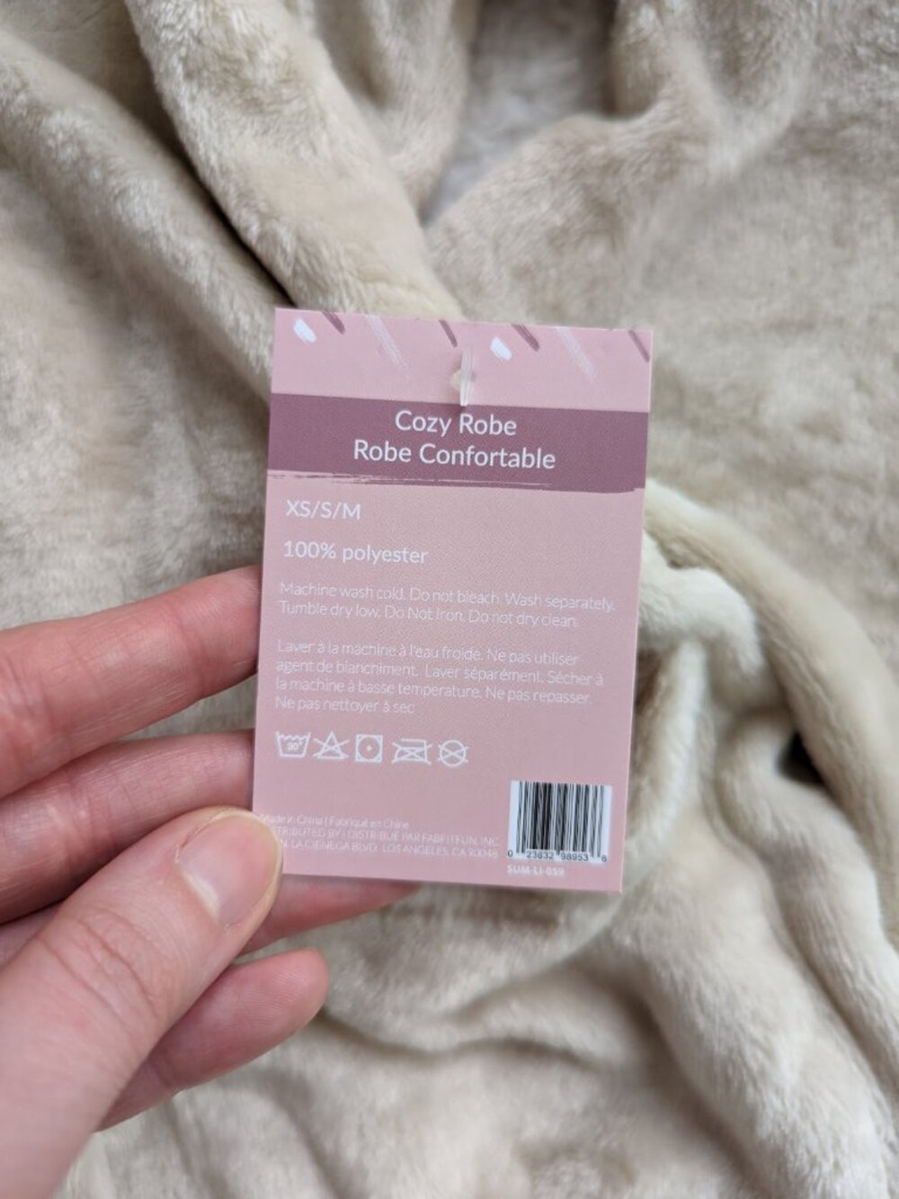 Cozy, fleece cream hooded robe xs/s/m NWT - Picture 4 of 5